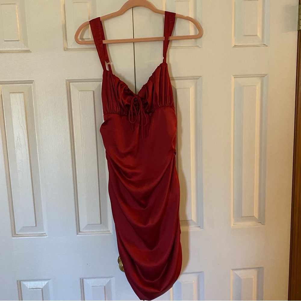 Fashion nova red ruched dress, size XL